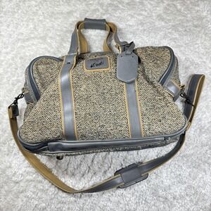 Vintage Windsor by Verdi Carry On Bag Tweed Travel Luggage Gray Faux Leather 21"